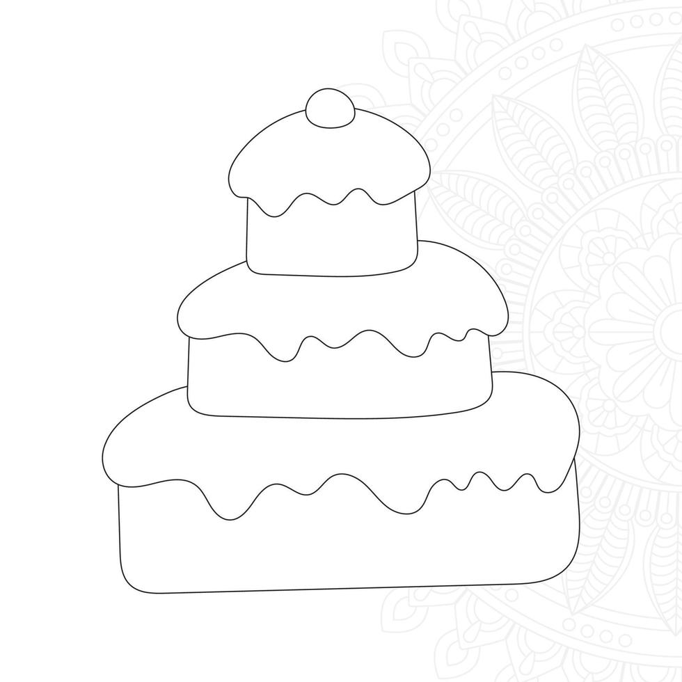 Desenho de unicórnio para colorir e ilustração de planilha de bolo