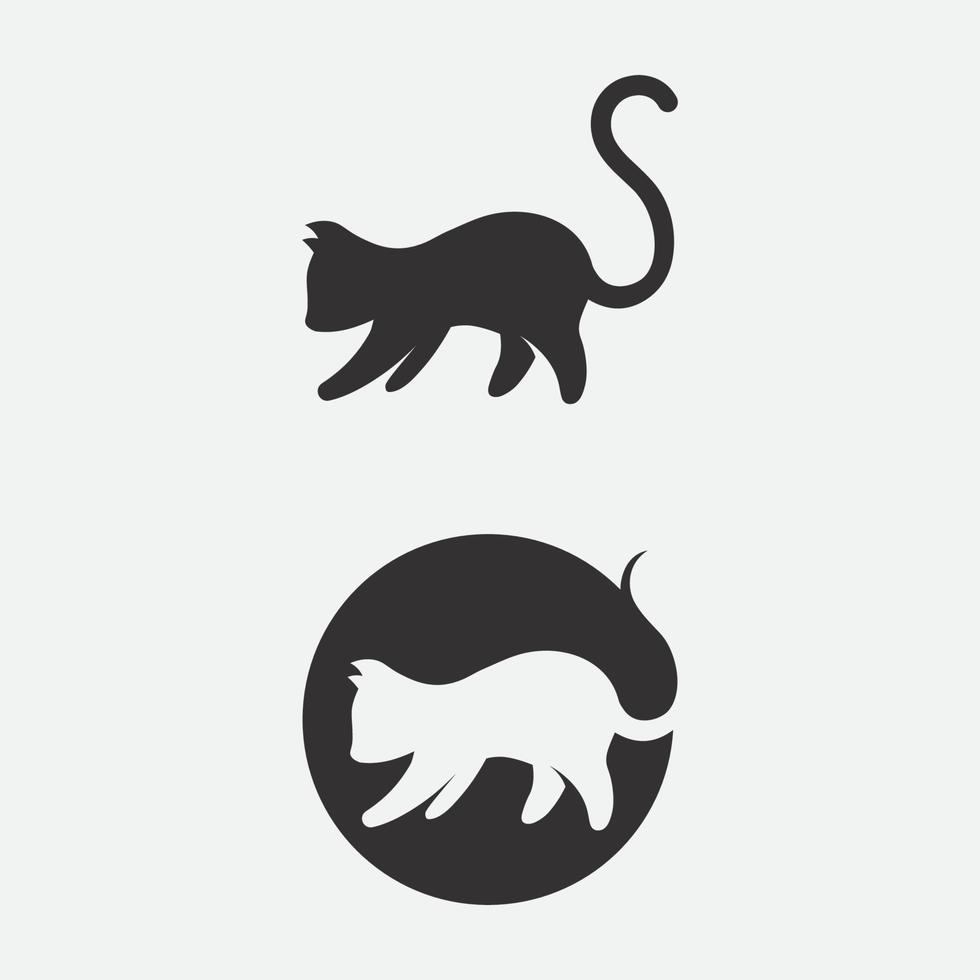 logotipo do gato e vetor ícone animal pegada gatinho malhado logotipo cão símbolo personagem de desenho animado sinal ilustração doodle design