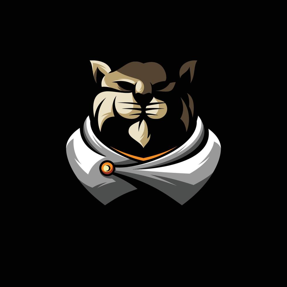 logotipo da mascote do guerreiro do gato vetor