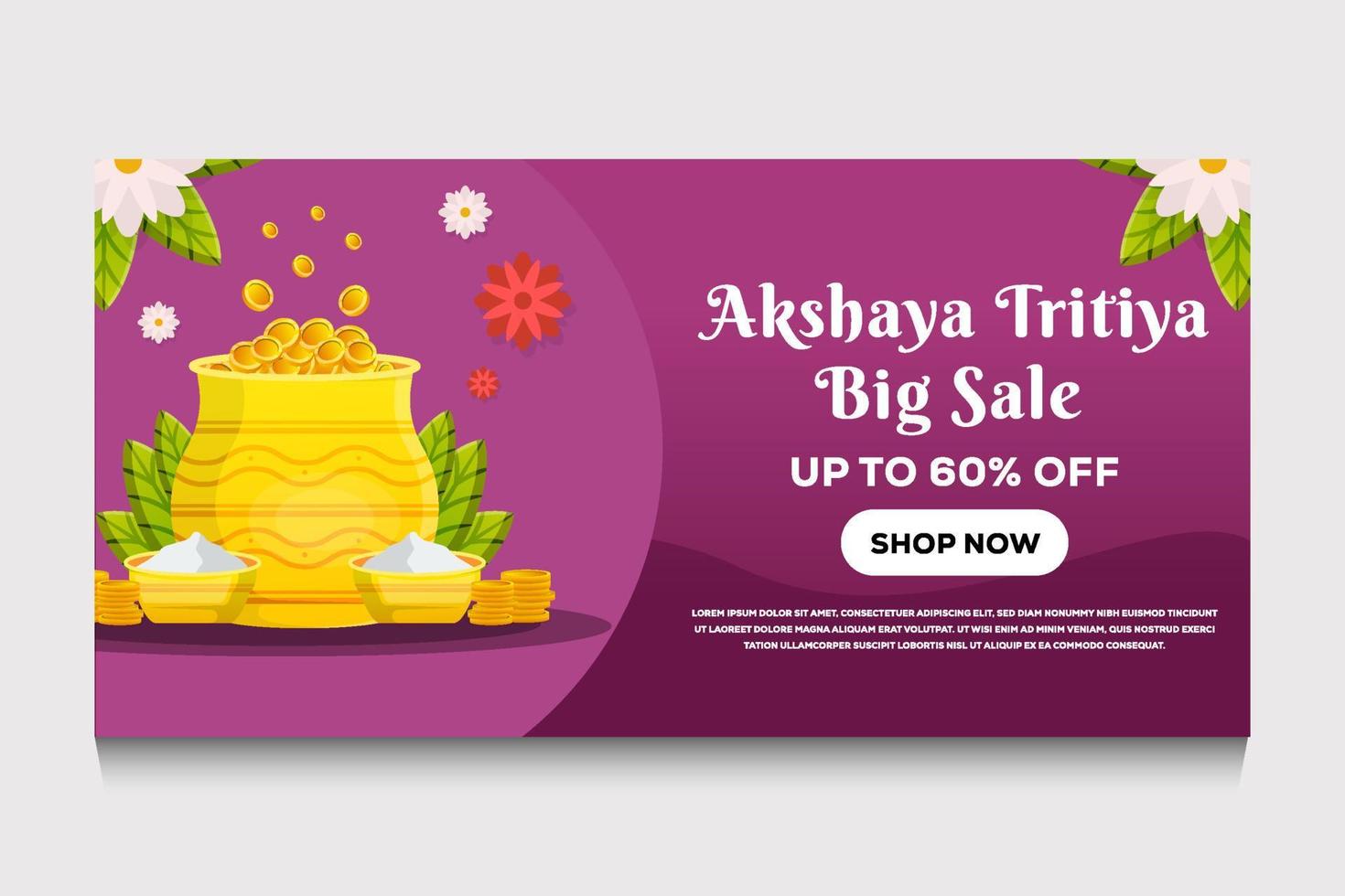 akshaya tritiya ilustração horizontal grande banner de venda vetor