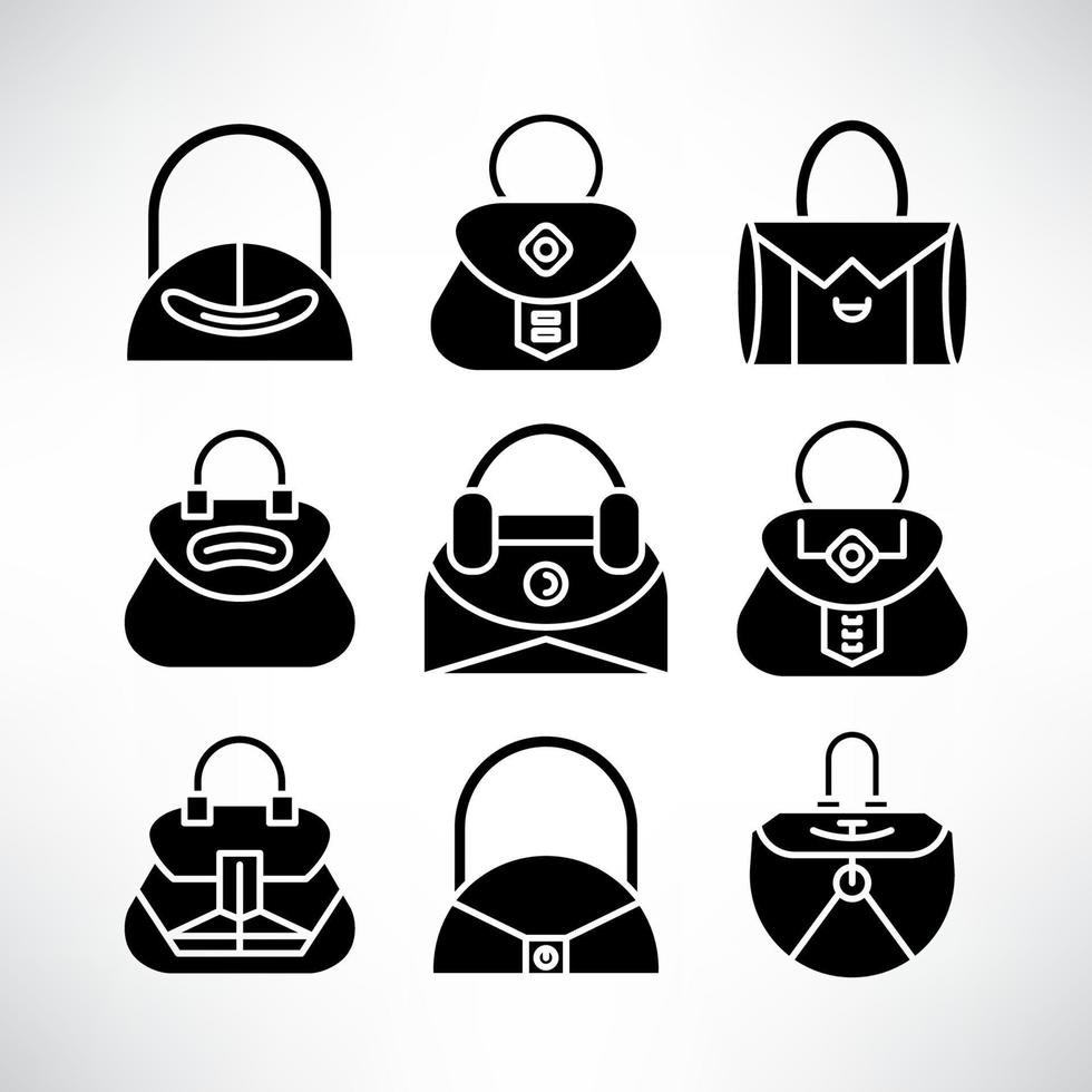 ícones de bolsas de moda vetor