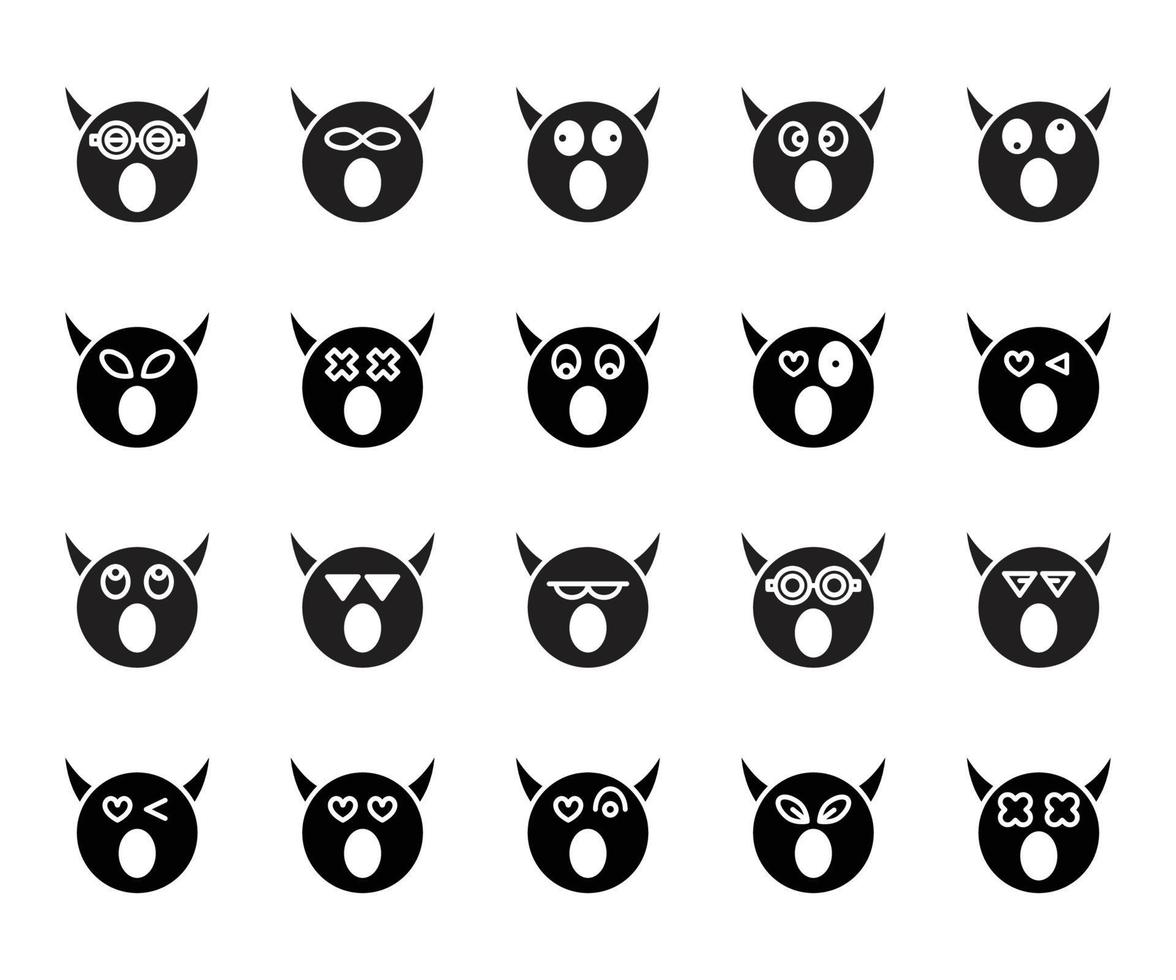 conjunto de emoticons de diabo e demônio espantado vetor