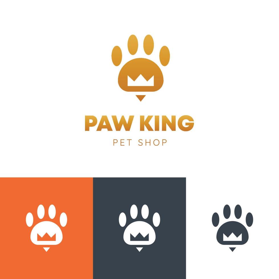 logotipo minimalista do negócio da loja de animais de estimação do rei da pata vetor