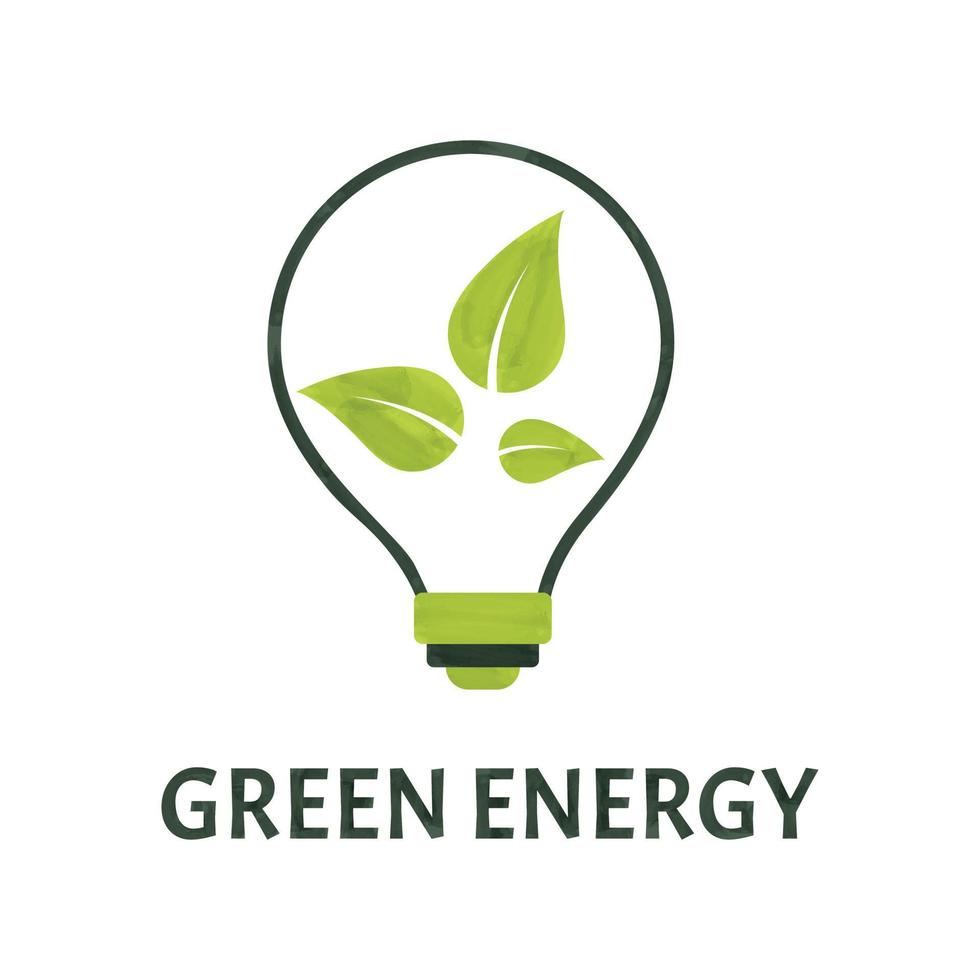 lâmpada com broto dentro do conceito de energia verde vetor