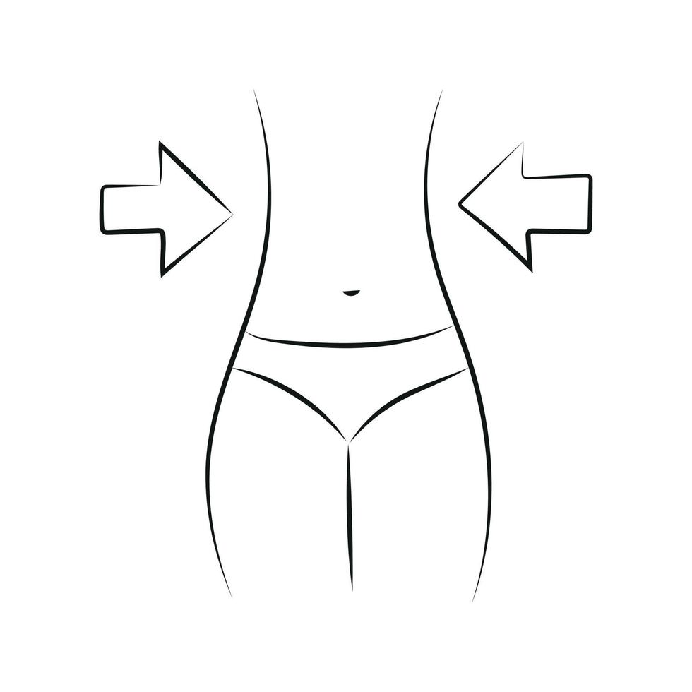 silhueta de ícone de uma mulher que removeu centímetros extras da cintura vetor