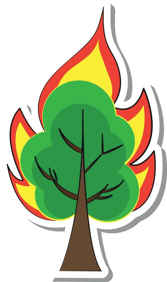 adesivo de floresta queimada de desastre ecológico vetor