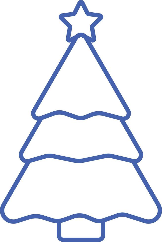 contorno azul do ícone da árvore de natal vetor