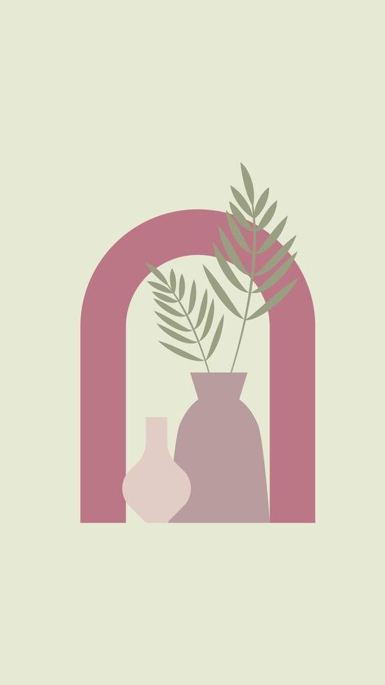 cartaz minimalista abstrato com vasos vetor