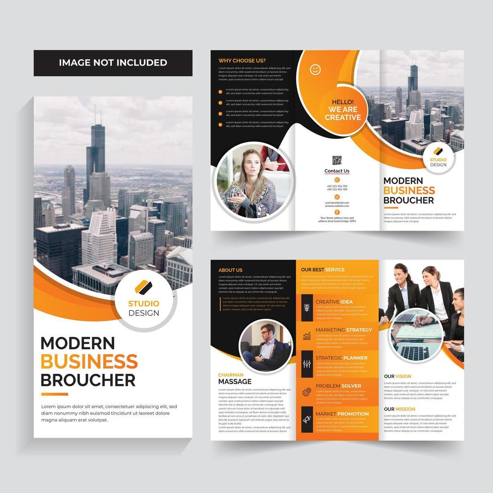 Design de modelo laranja brochura de negócios corporativos vetor