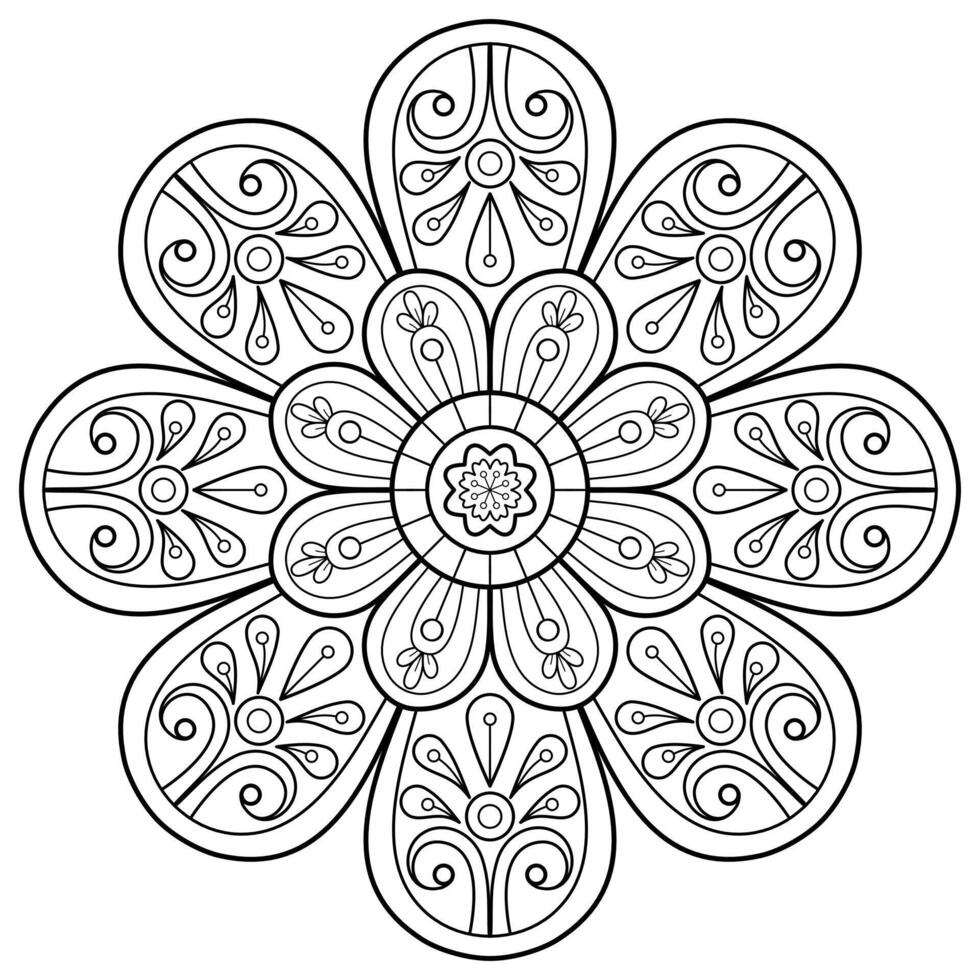 padrão de mandala abstrata de vetor. arte na parede. livro de colorir rendas padrão a tatuagem. design para uma camisa de pintura de papel de parede e design de adesivo de azulejo, ornamento de círculo decorativo em estilo oriental étnico vetor