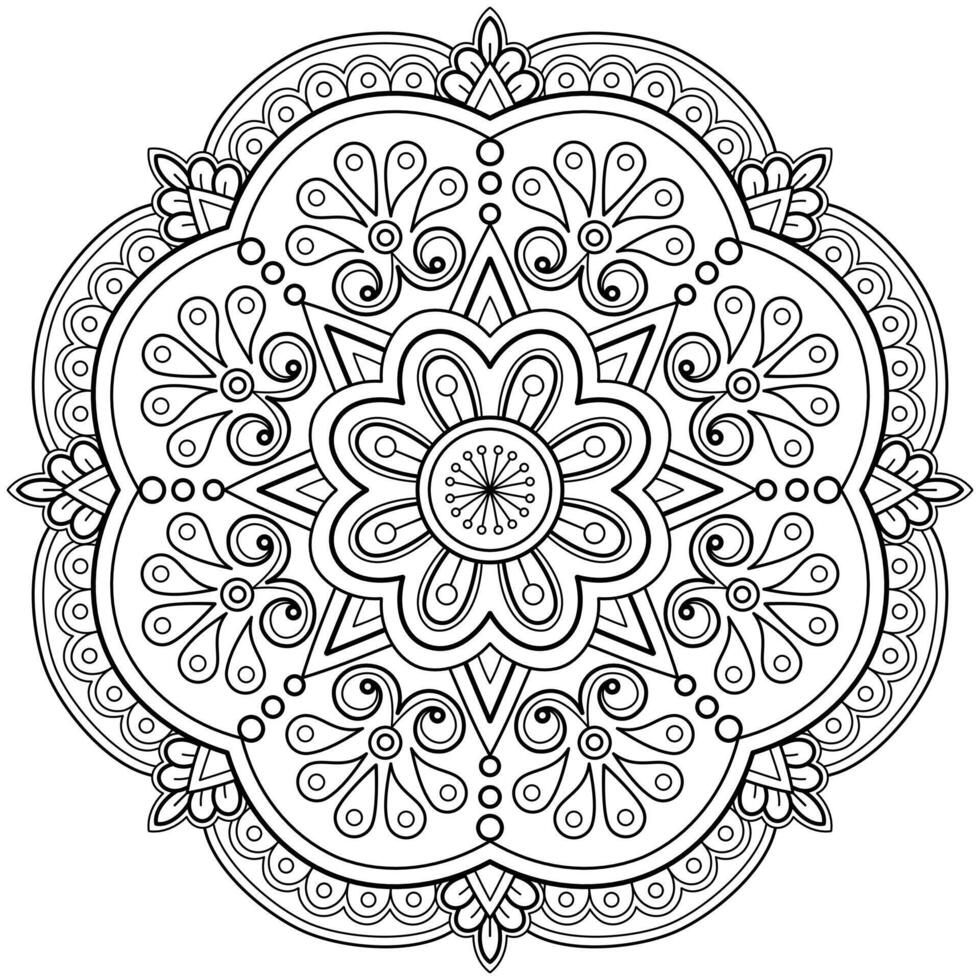 padrão de mandala abstrata de vetor. arte na parede. livro de colorir rendas padrão a tatuagem. design para uma camisa de pintura de papel de parede e design de adesivo de azulejo, ornamento de círculo decorativo em estilo oriental étnico vetor