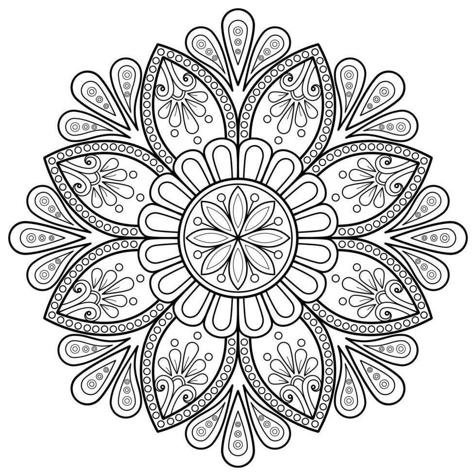 padrão de mandala abstrata de vetor. arte na parede. livro de colorir rendas padrão a tatuagem. design para uma camisa de pintura de papel de parede e design de adesivo de azulejo, ornamento de círculo decorativo em estilo oriental étnico vetor