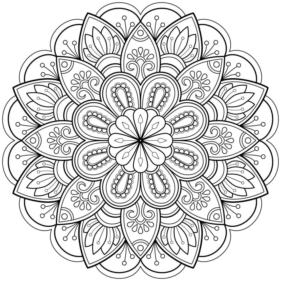 padrão de mandala abstrata de vetor. arte na parede. livro de colorir rendas padrão a tatuagem. design para uma camisa de pintura de papel de parede e design de adesivo de azulejo, ornamento de círculo decorativo em estilo oriental étnico vetor