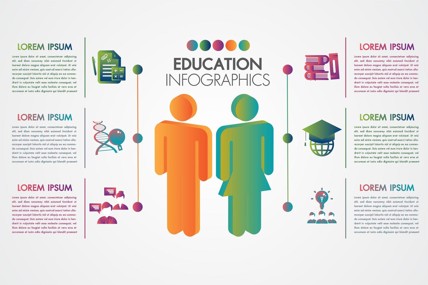 Modelo de infográfico de educação com ícones e conceito de aprendizagem 3d vetor