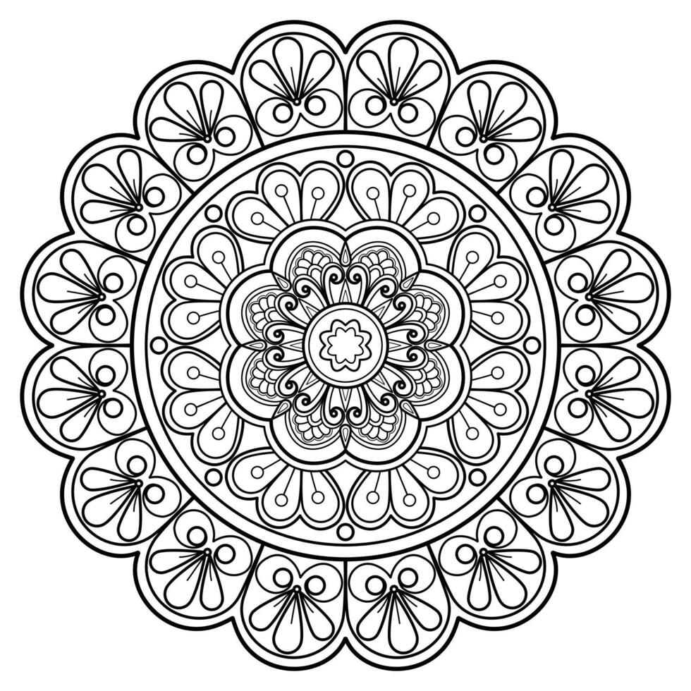 padrão de mandala abstrata de vetor. arte na parede. livro de colorir rendas padrão a tatuagem. design para uma camisa de pintura de papel de parede e design de adesivo de azulejo, ornamento de círculo decorativo em estilo oriental étnico vetor