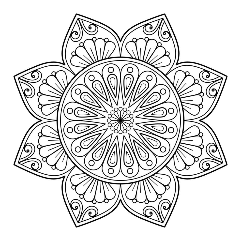 padrão de mandala abstrata de vetor. arte na parede. livro de colorir rendas padrão a tatuagem. design para uma camisa de pintura de papel de parede e design de adesivo de azulejo, ornamento de círculo decorativo em estilo oriental étnico vetor