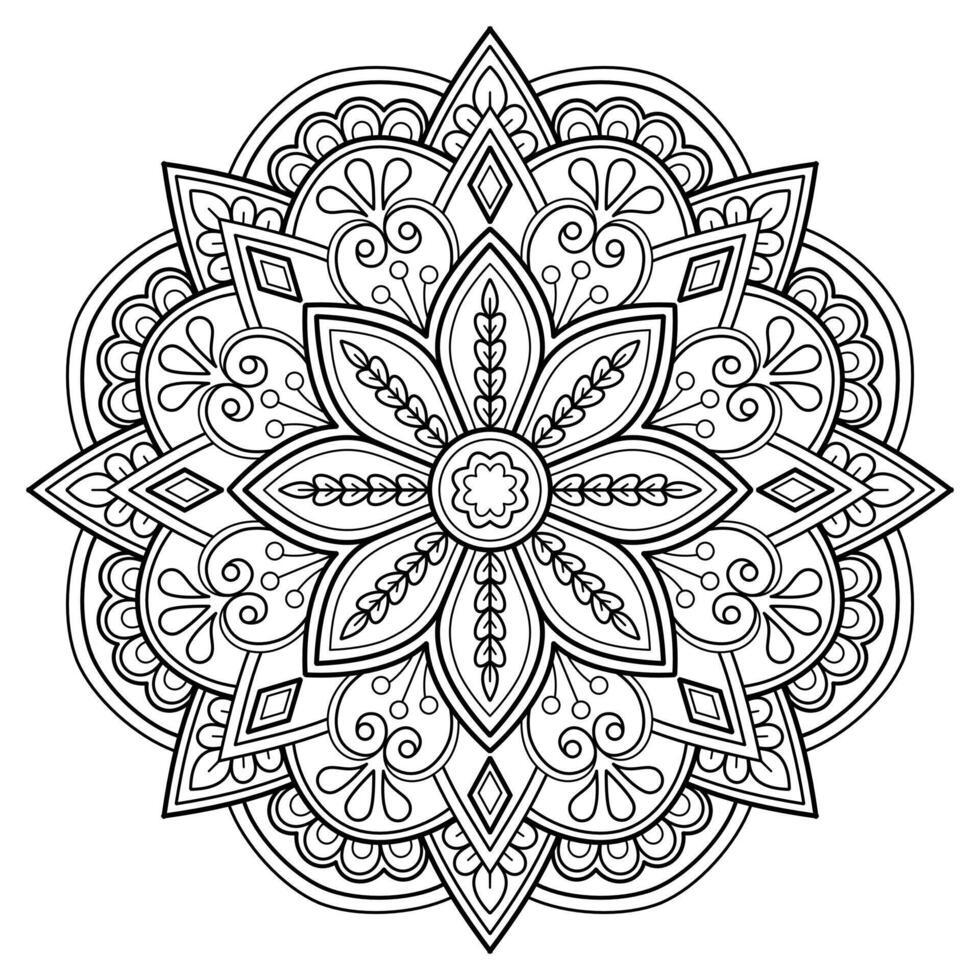 padrão de mandala abstrata de vetor. arte na parede. livro de colorir rendas padrão a tatuagem. design para uma camisa de pintura de papel de parede e design de adesivo de azulejo, ornamento de círculo decorativo em estilo oriental étnico vetor