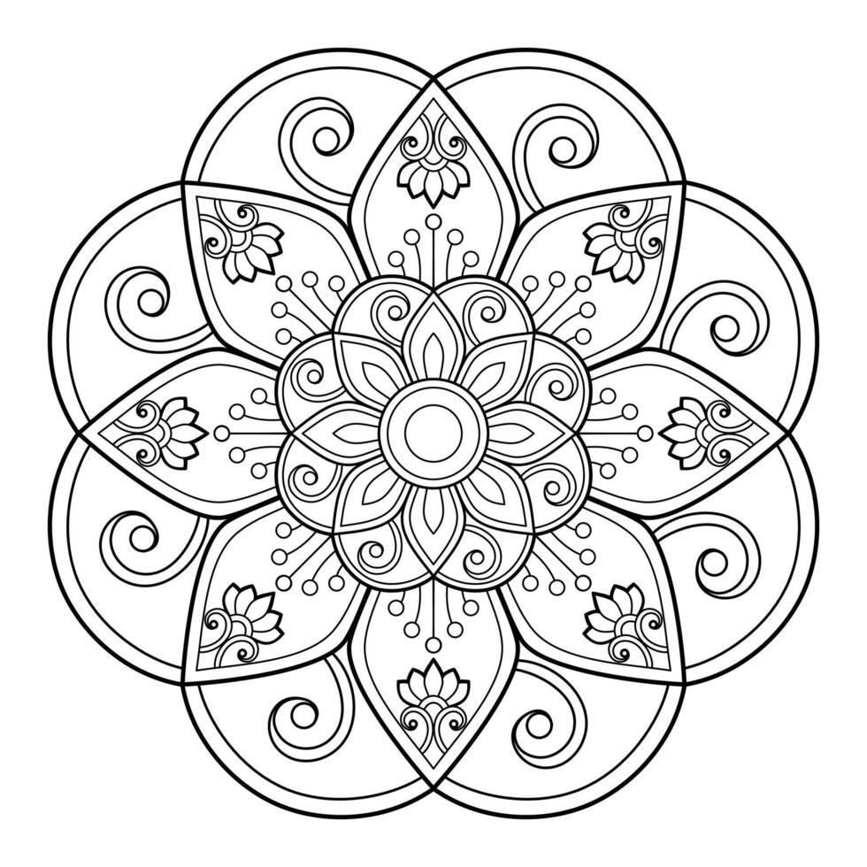 padrão de mandala abstrata de vetor. arte na parede. livro de colorir rendas padrão a tatuagem. design para uma camisa de pintura de papel de parede e design de adesivo de azulejo, ornamento de círculo decorativo em estilo oriental étnico vetor