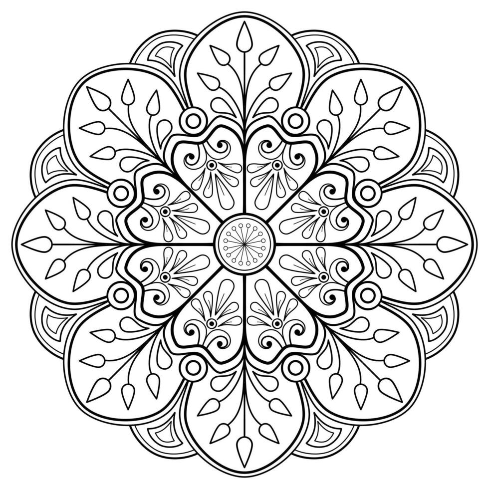 padrão de mandala abstrata de vetor. arte na parede. livro de colorir rendas padrão a tatuagem. design para uma camisa de pintura de papel de parede e design de adesivo de azulejo, ornamento de círculo decorativo em estilo oriental étnico vetor