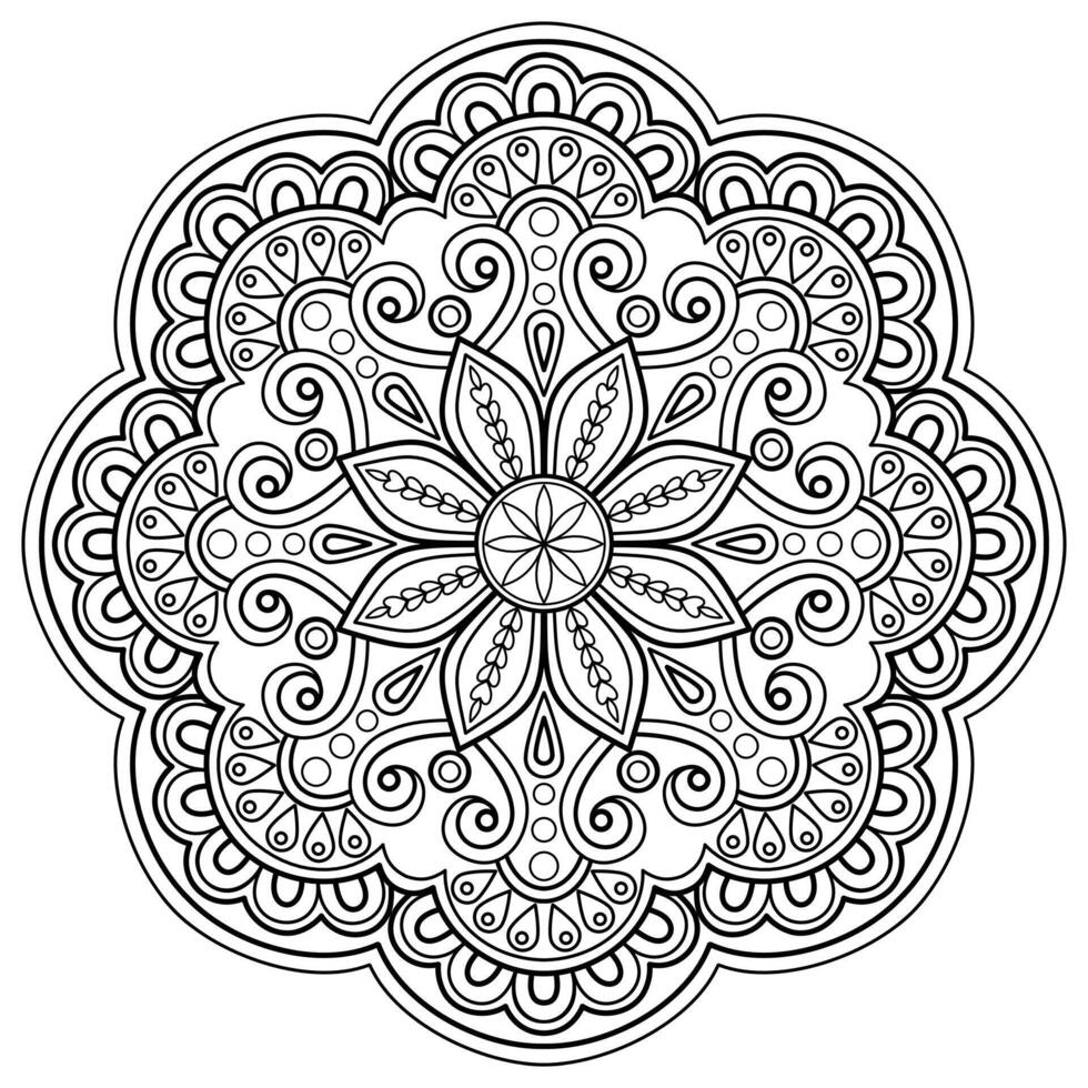 padrão de mandala abstrata de vetor. arte na parede. livro de colorir rendas padrão a tatuagem. design para uma camisa de pintura de papel de parede e design de adesivo de azulejo, ornamento de círculo decorativo em estilo oriental étnico vetor