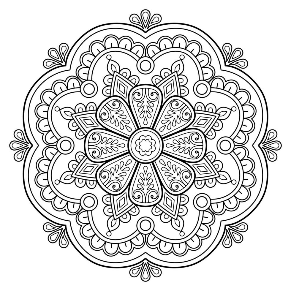 padrão de mandala abstrata de vetor. arte na parede. livro de colorir rendas padrão a tatuagem. design para uma camisa de pintura de papel de parede e design de adesivo de azulejo, ornamento de círculo decorativo em estilo oriental étnico vetor