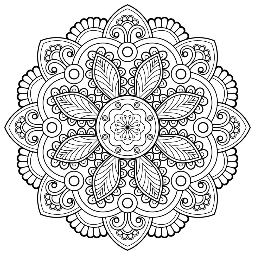 padrão de mandala abstrata de vetor. arte na parede. livro de colorir rendas padrão a tatuagem. design para uma camisa de pintura de papel de parede e design de adesivo de azulejo, ornamento de círculo decorativo em estilo oriental étnico vetor