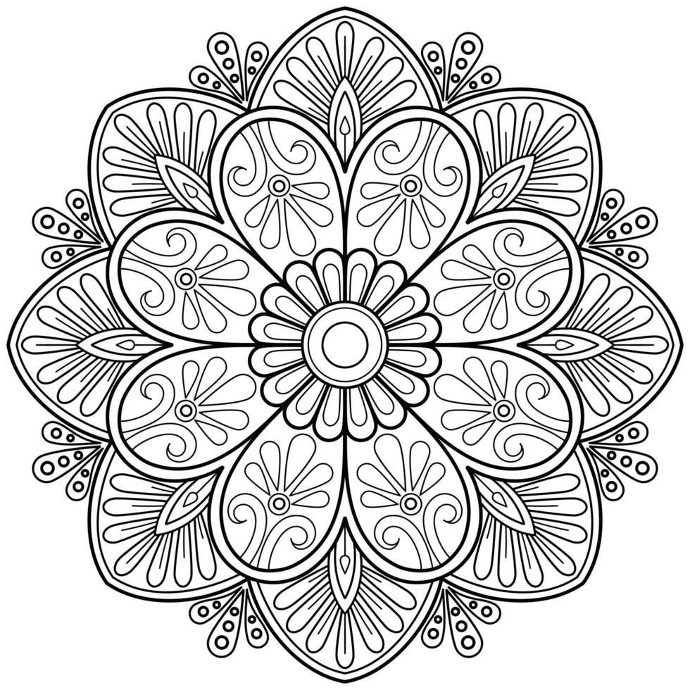 padrão de mandala abstrata de vetor. arte na parede. livro de colorir rendas padrão a tatuagem. design para uma camisa de pintura de papel de parede e design de adesivo de azulejo, ornamento de círculo decorativo em estilo oriental étnico vetor