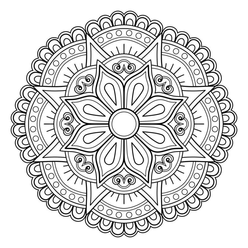 padrão de mandala abstrata de vetor. arte na parede. livro de colorir rendas padrão a tatuagem. design para uma camisa de pintura de papel de parede e design de adesivo de azulejo, ornamento de círculo decorativo em estilo oriental étnico vetor