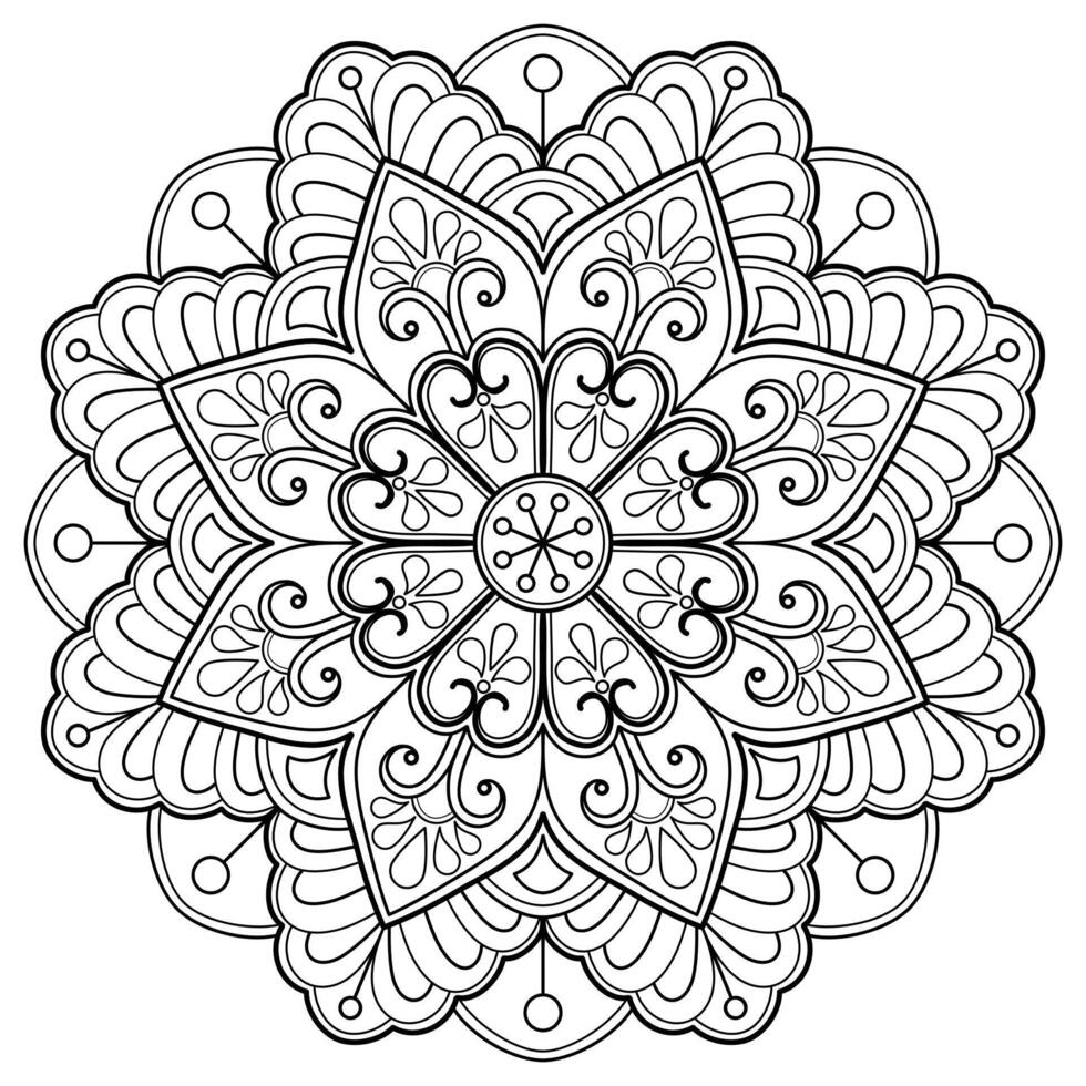 padrão de mandala abstrata de vetor. arte na parede. livro de colorir rendas padrão a tatuagem. design para uma camisa de pintura de papel de parede e design de adesivo de azulejo, ornamento de círculo decorativo em estilo oriental étnico vetor