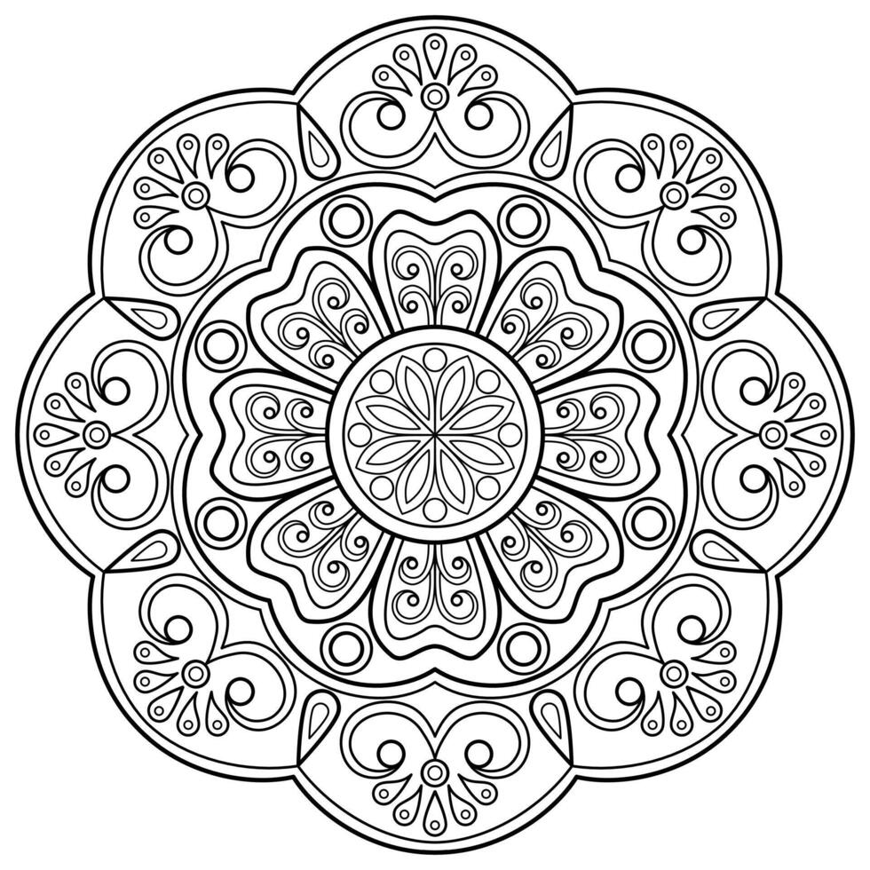 padrão de mandala abstrata de vetor. arte na parede. livro de colorir rendas padrão a tatuagem. design para uma camisa de pintura de papel de parede e design de adesivo de azulejo, ornamento de círculo decorativo em estilo oriental étnico vetor