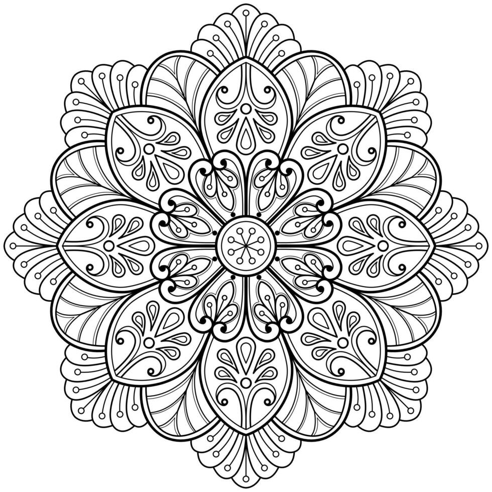 padrão de mandala abstrata de vetor. arte na parede. livro de colorir rendas padrão a tatuagem. design para uma camisa de pintura de papel de parede e design de adesivo de azulejo, ornamento de círculo decorativo em estilo oriental étnico vetor