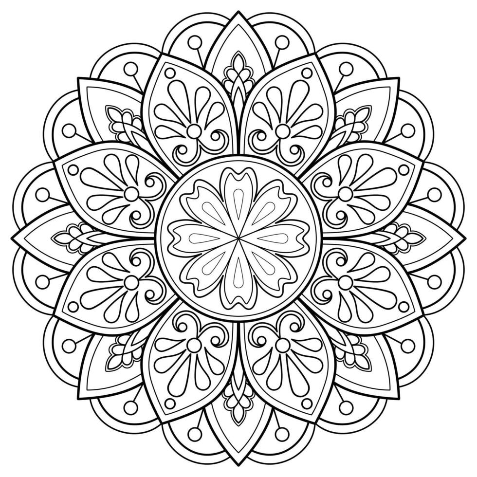 padrão de mandala abstrata de vetor. arte na parede. livro de colorir rendas padrão a tatuagem. design para uma camisa de pintura de papel de parede e design de adesivo de azulejo, ornamento de círculo decorativo em estilo oriental étnico vetor