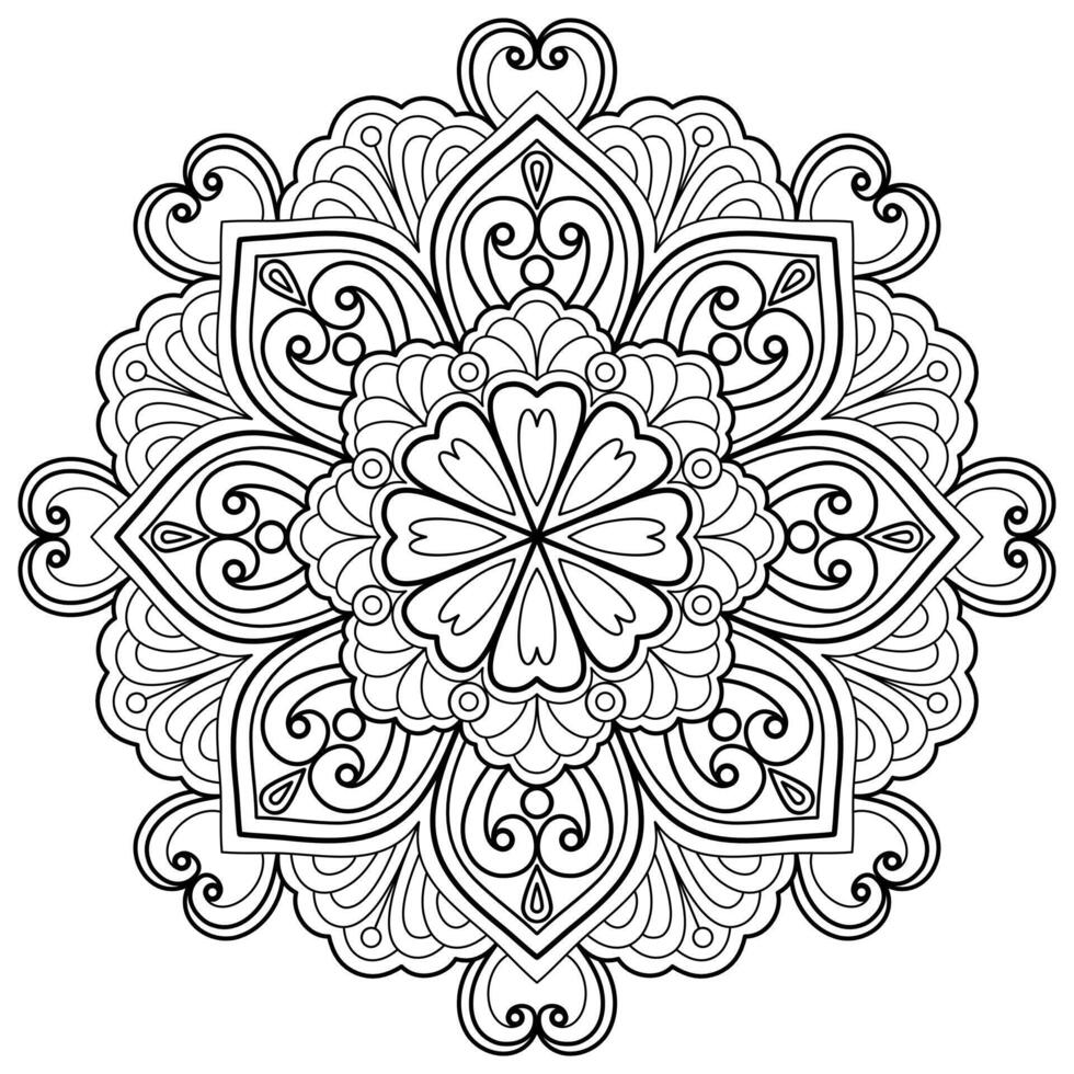 padrão de mandala abstrata de vetor. arte na parede. livro de colorir rendas padrão a tatuagem. design para uma camisa de pintura de papel de parede e design de adesivo de azulejo, ornamento de círculo decorativo em estilo oriental étnico vetor