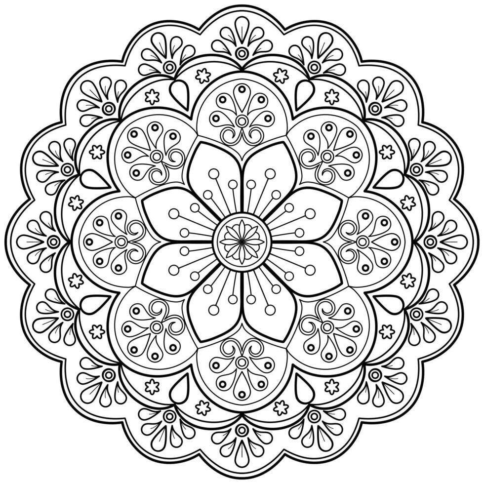 padrão de mandala abstrata de vetor. arte na parede. livro de colorir rendas padrão a tatuagem. design para uma camisa de pintura de papel de parede e design de adesivo de azulejo, ornamento de círculo decorativo em estilo oriental étnico vetor