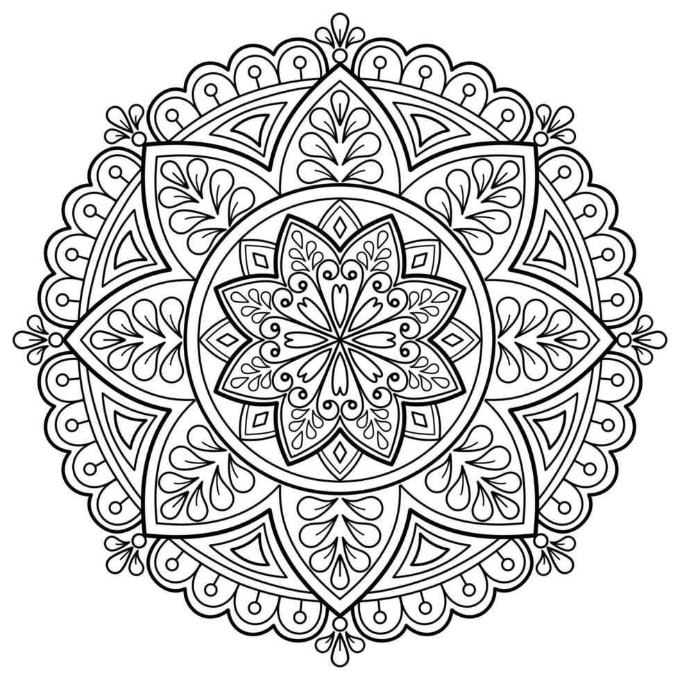 padrão de mandala abstrata de vetor. arte na parede. livro de colorir rendas padrão a tatuagem. design para uma camisa de pintura de papel de parede e design de adesivo de azulejo, ornamento de círculo decorativo em estilo oriental étnico vetor