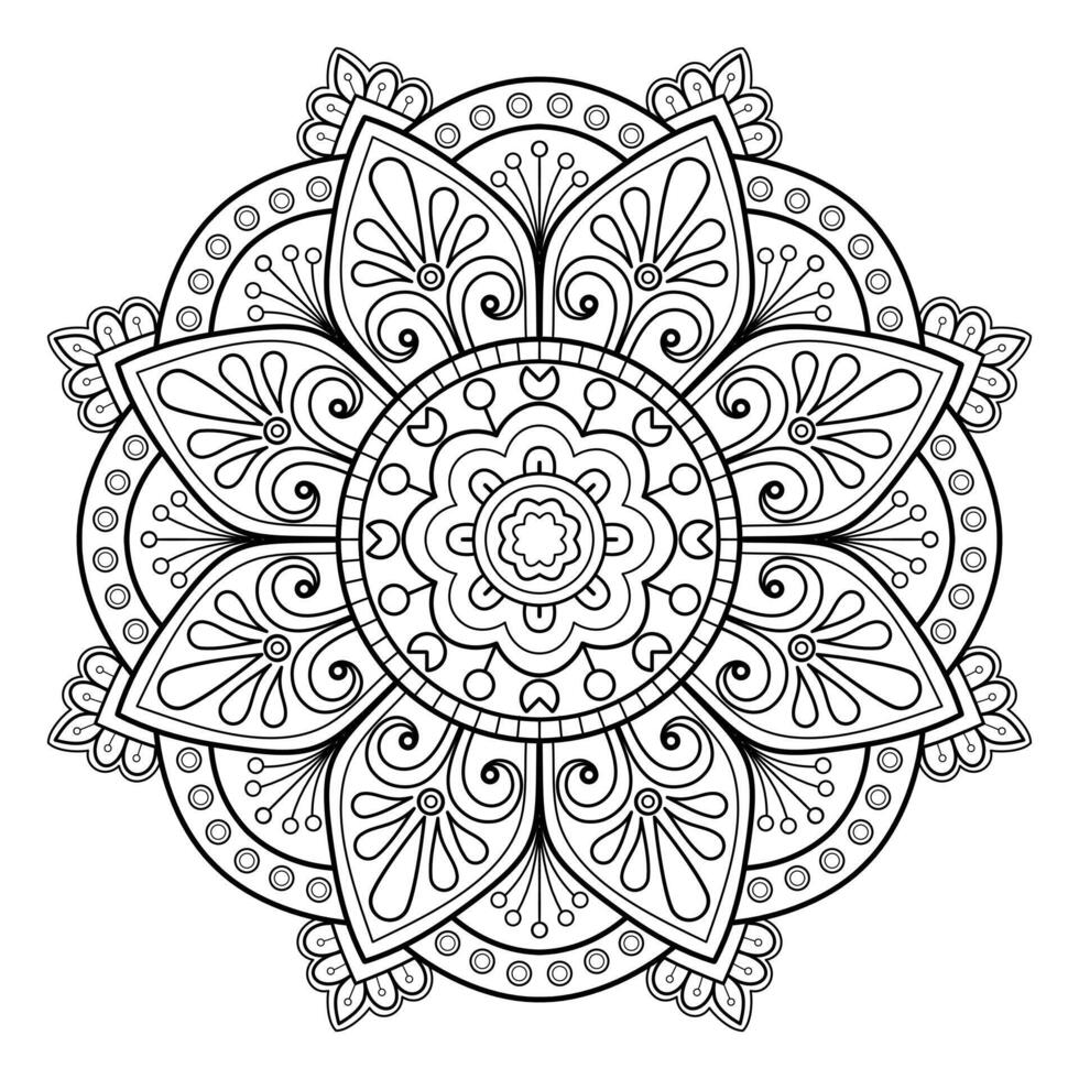 padrão de mandala abstrata de vetor. arte na parede. livro de colorir rendas padrão a tatuagem. design para uma camisa de pintura de papel de parede e design de adesivo de azulejo, ornamento de círculo decorativo em estilo oriental étnico vetor