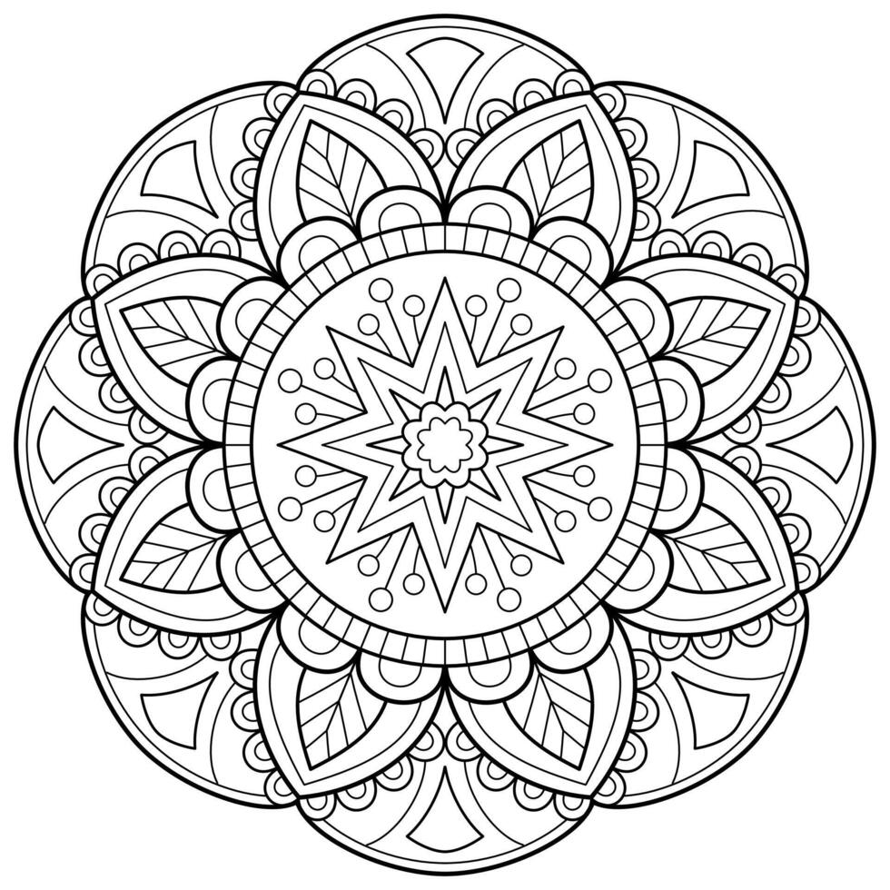 padrão de mandala abstrata de vetor. arte na parede. livro de colorir rendas padrão a tatuagem. design para uma camisa de pintura de papel de parede e design de adesivo de azulejo, ornamento de círculo decorativo em estilo oriental étnico vetor