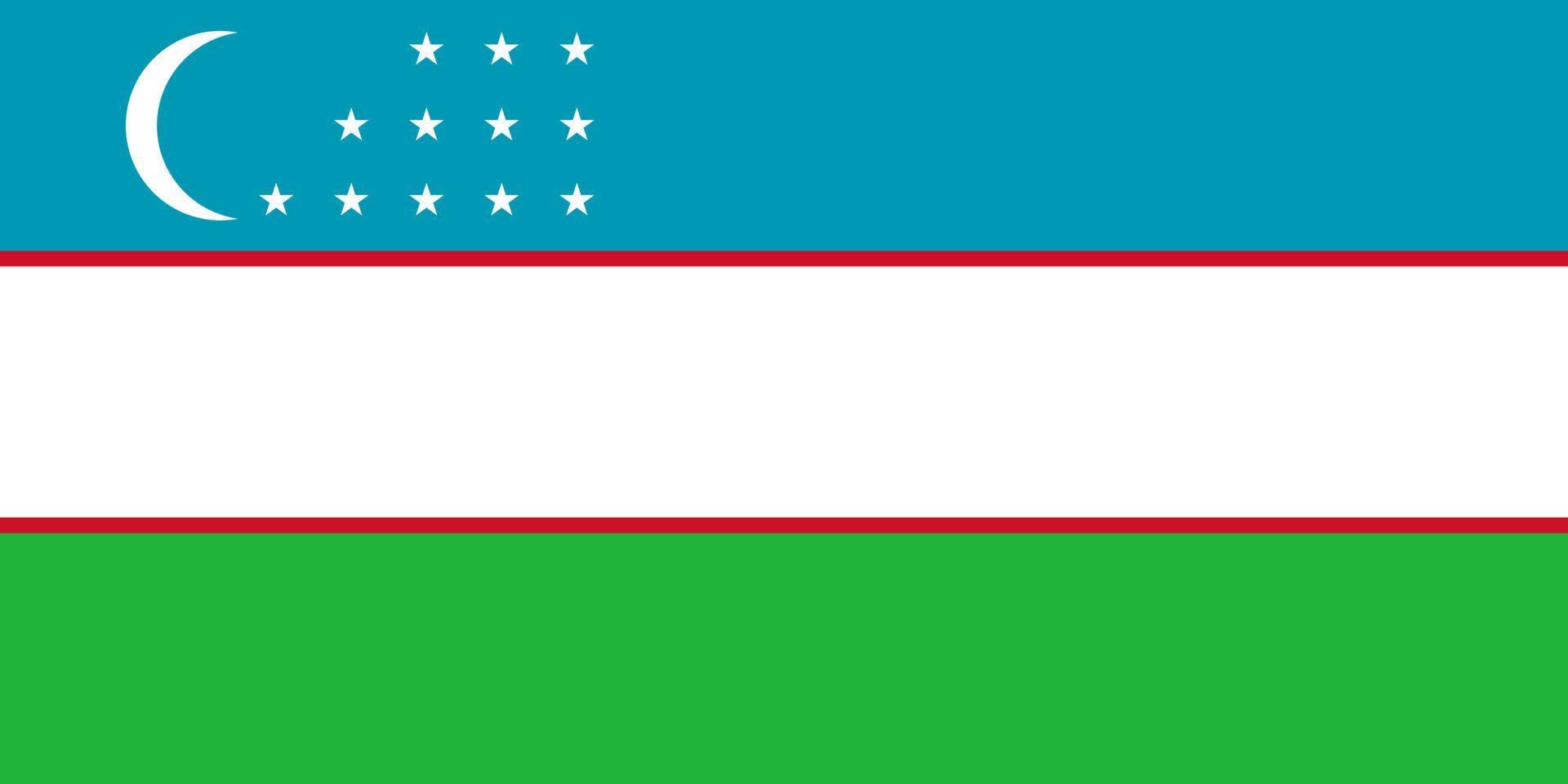 Tamanho padrão da bandeira do uzbequistão na ásia. ilustração vetorial vetor