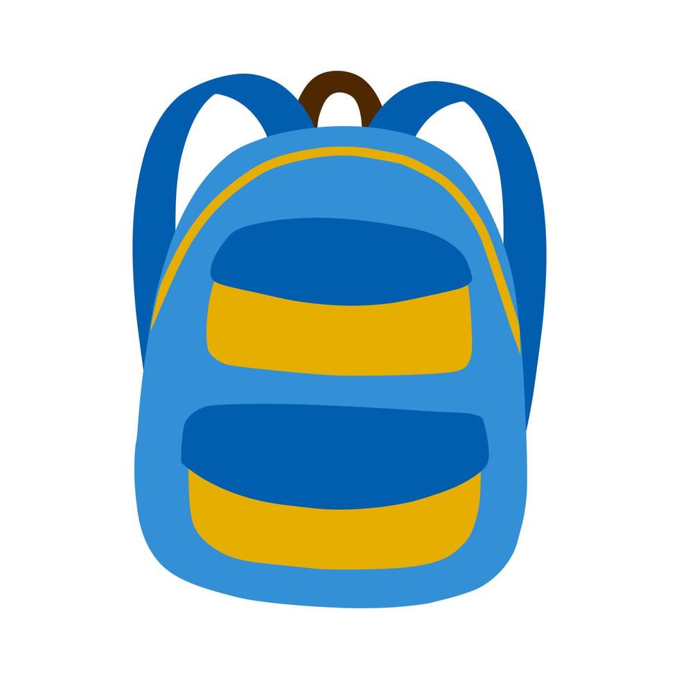 mochila escolar em estilo doodle. bolsa de estudante com bolsos. mão desenhada e isolada em um fundo branco. ilustração vetorial de cor. vetor