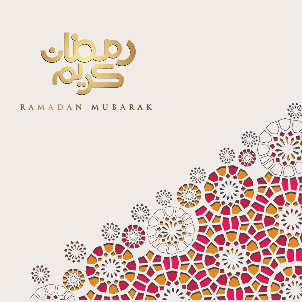 design luxuoso e elegante ramadan kareem com caligrafia árabe e detalhe colorido ornamental islâmico de mosaico para ilustração islâmica saudação.vector. vetor