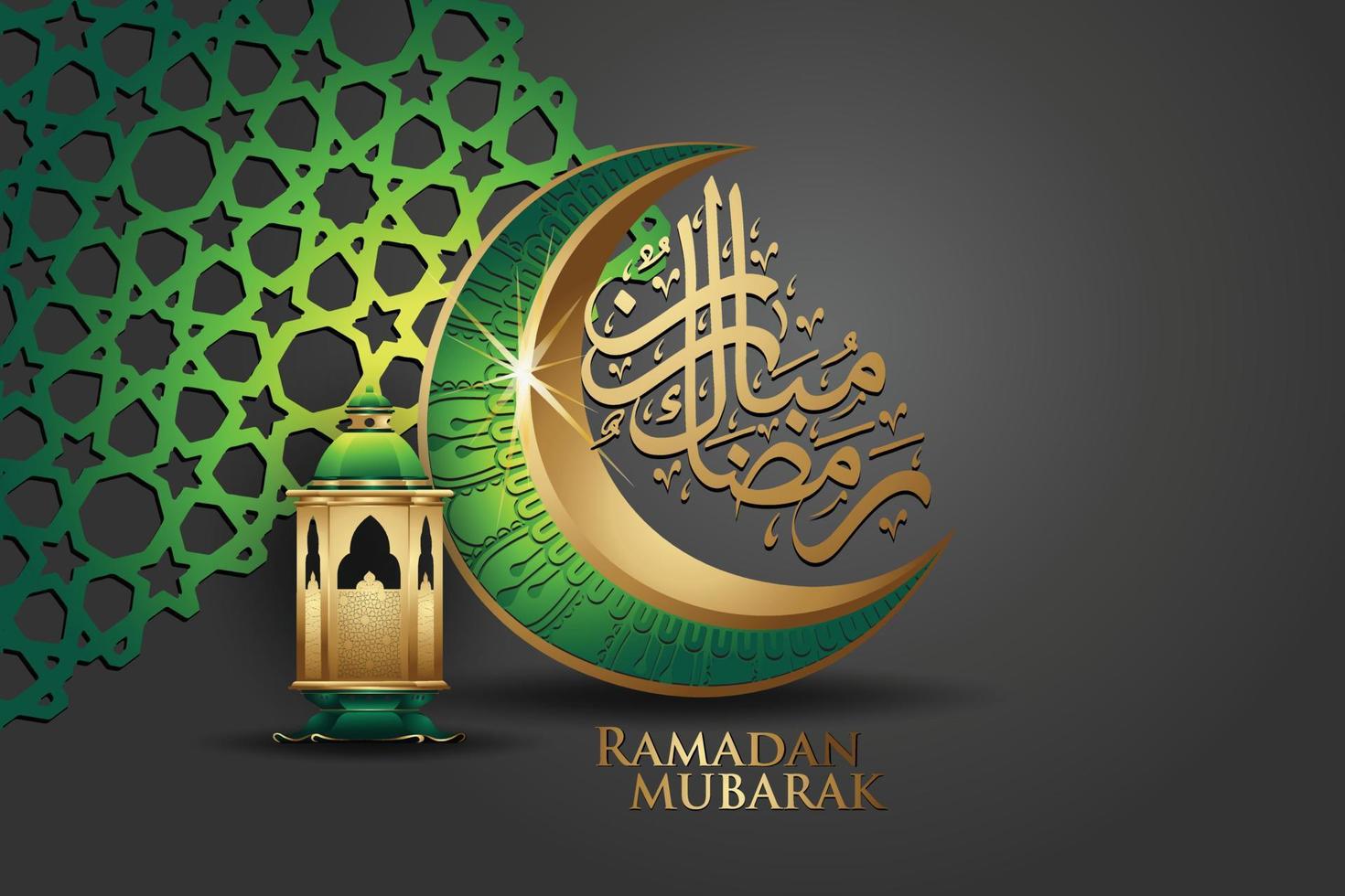 design luxuoso e elegante ramadan kareem com caligrafia árabe, lua crescente, detalhe colorido ornamental tradicional e islâmico de mosaico para ilustração islâmica saudação.vector. vetor