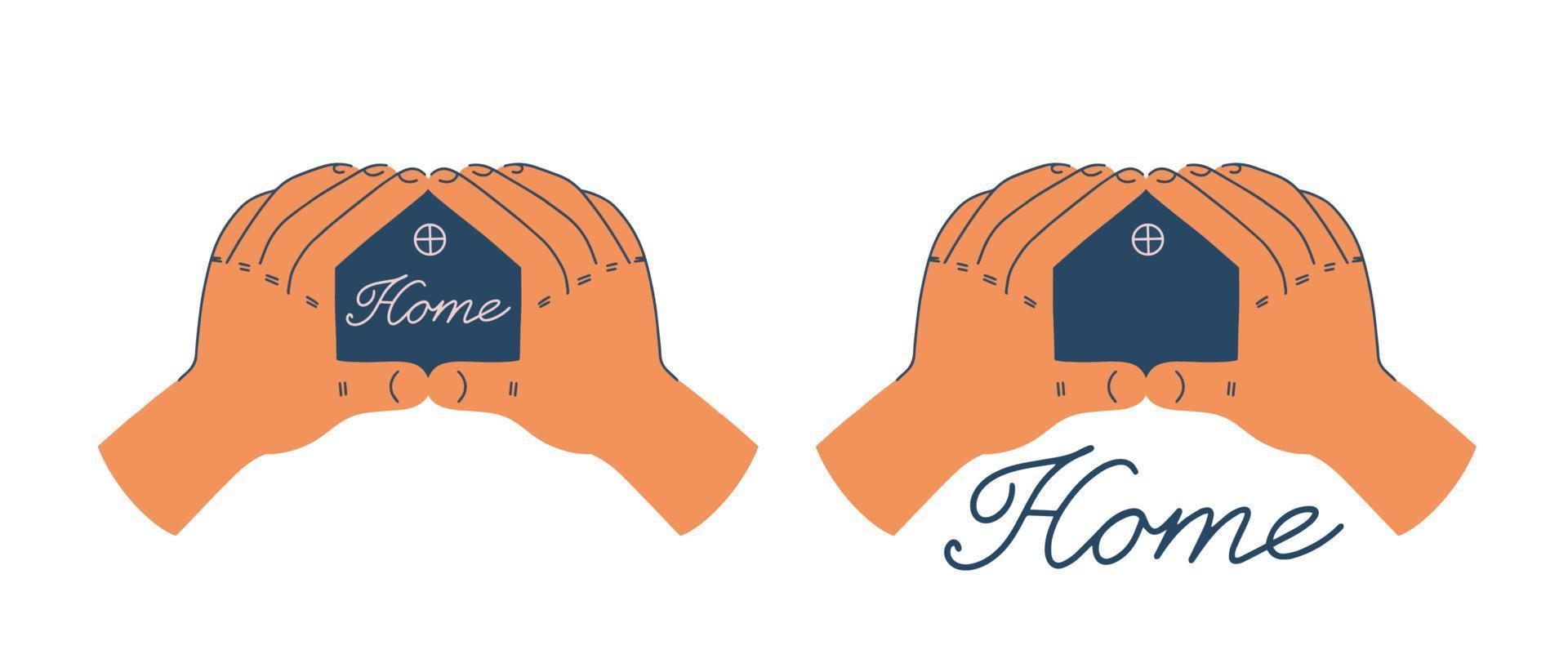 mãos em forma de casa. ideia para logotipo vetor