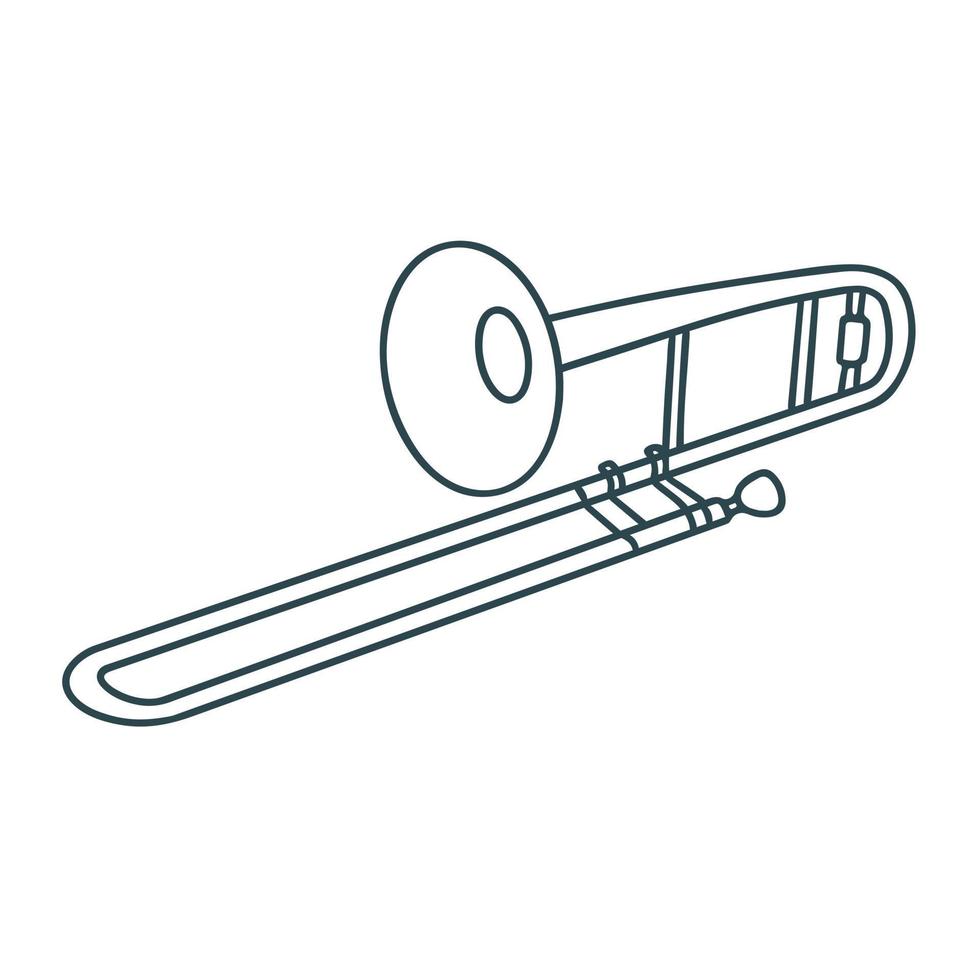 instrumento musical trompete doodles estilo objeto isolado vetor