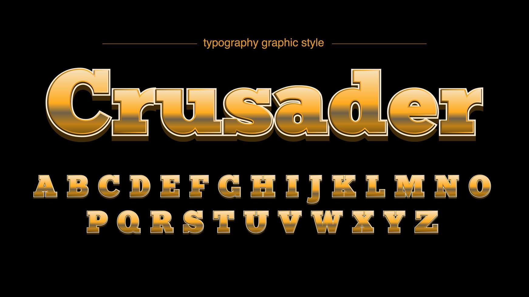 Tipografia Serif de laje 3D em negrito dourado vetor