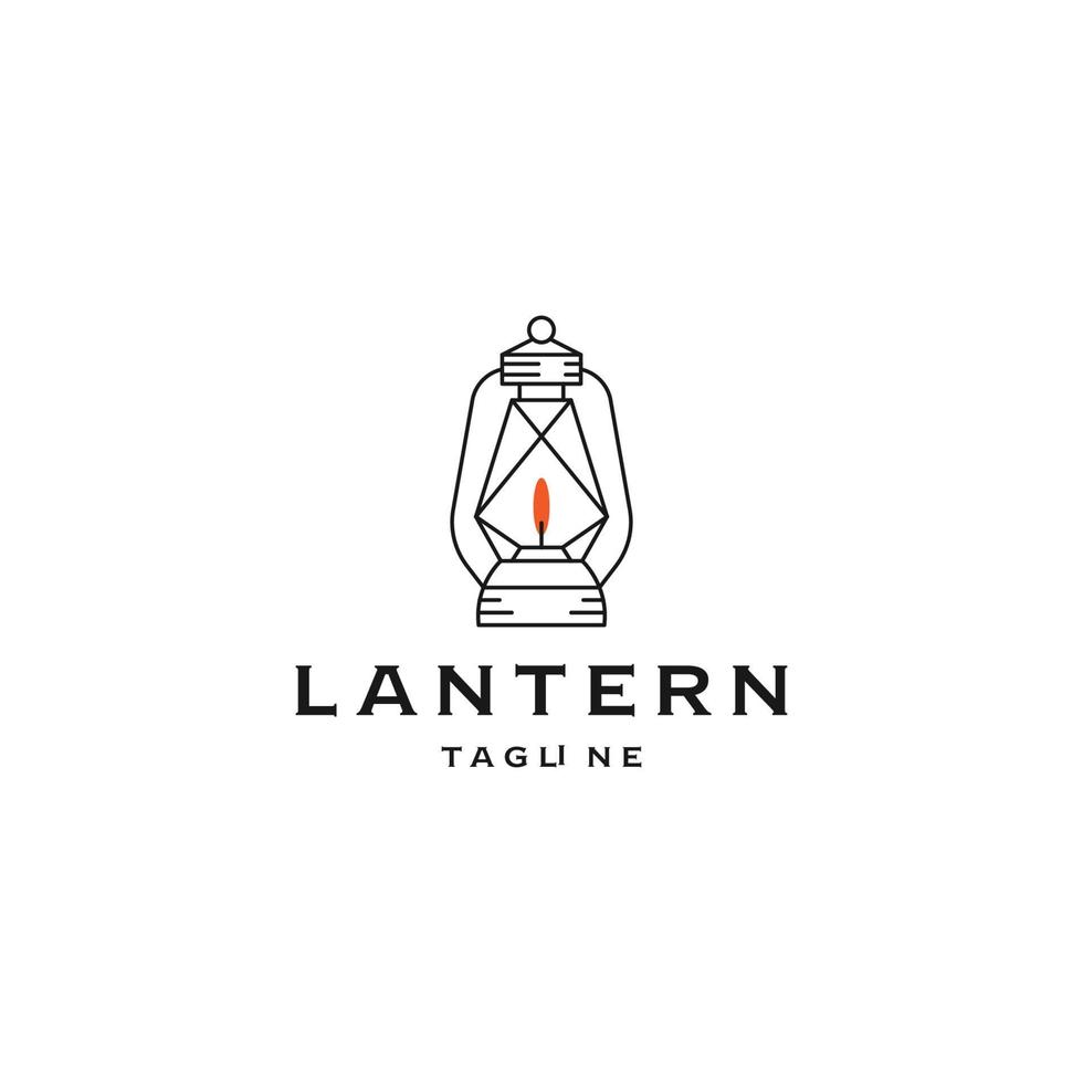 lâmpada antiga do modelo de design de ícone de logotipo de linha de lanterna vetor