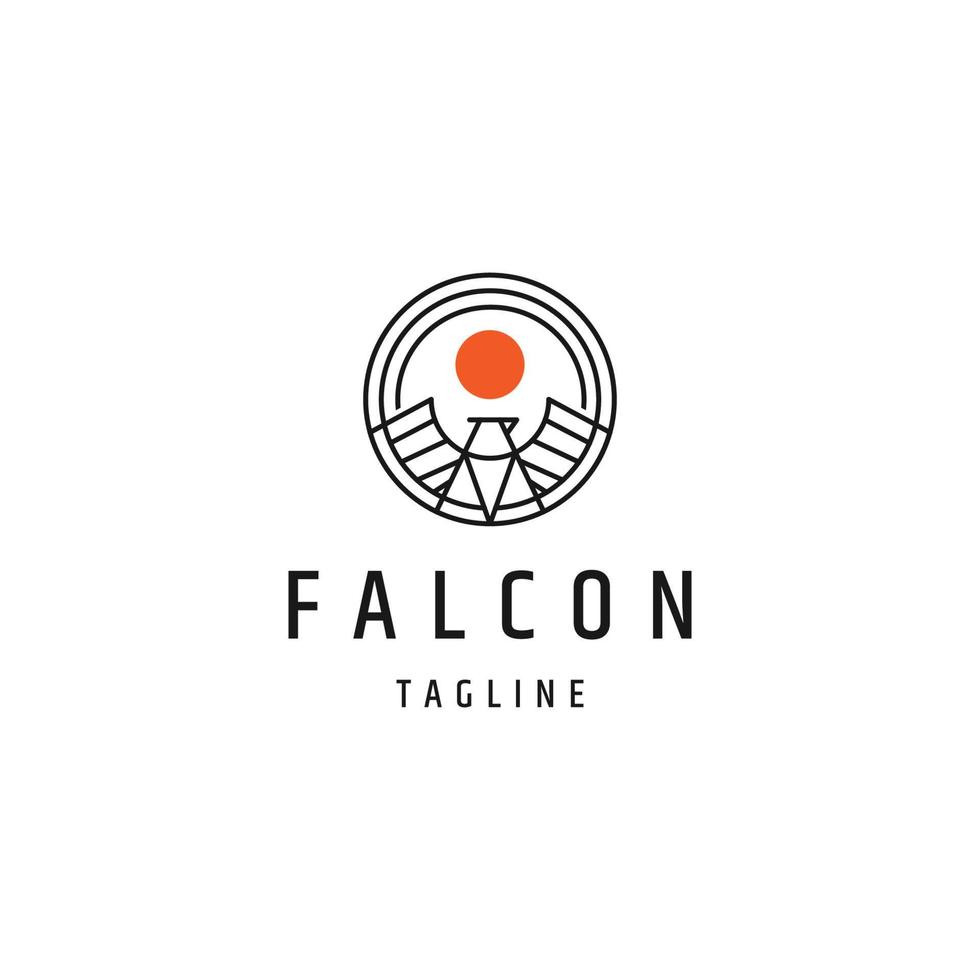 modelo de design de ícone de logotipo de linha falcão vetor plano