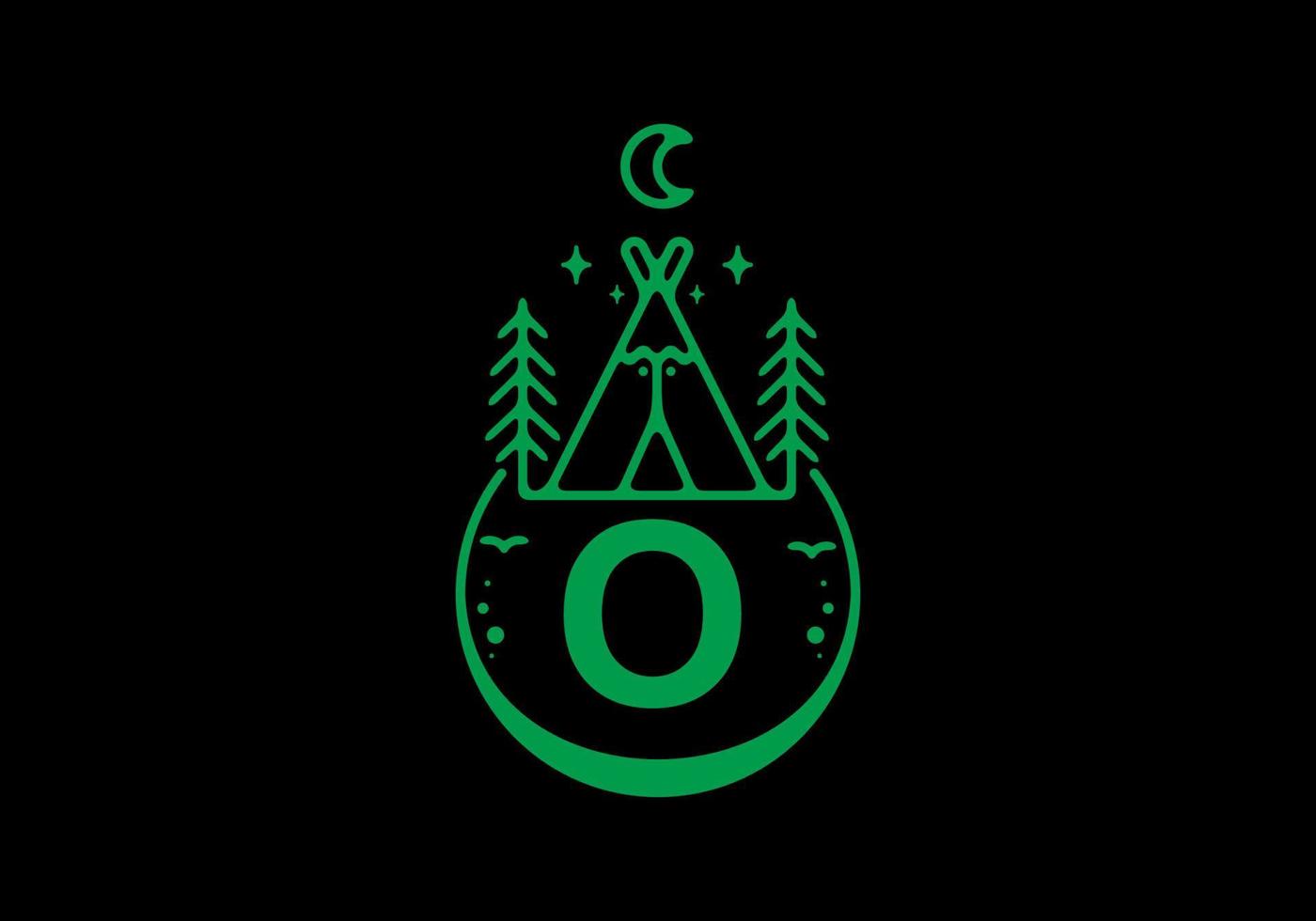 cor verde da letra inicial no distintivo do círculo de acampamento vetor