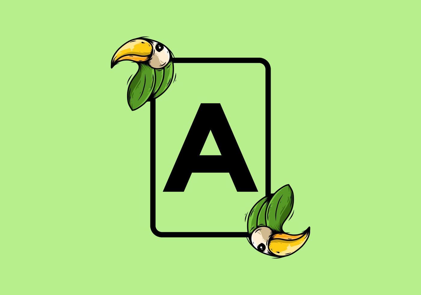 pássaro verde com uma letra inicial vetor