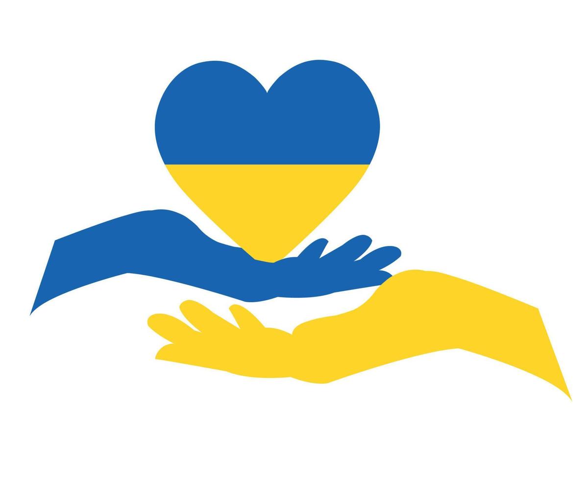 ucrânia emblema mãos e bandeira coração símbolo abstrato nacional europa ilustração vetorial design vetor