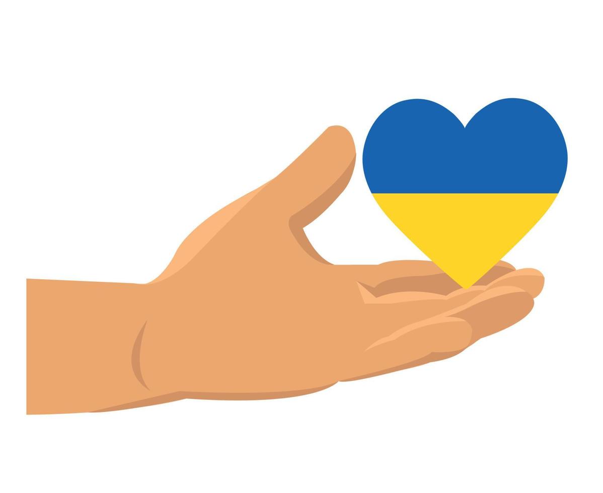 símbolo do coração do emblema da bandeira da ucrânia com design de ilustração vetorial da europa nacional abstrata de mão vetor